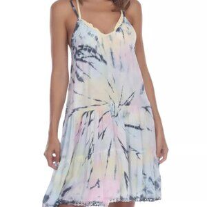 Raviya Tie-Dye Print Short Swim Cover-Up Dress Multicolor S